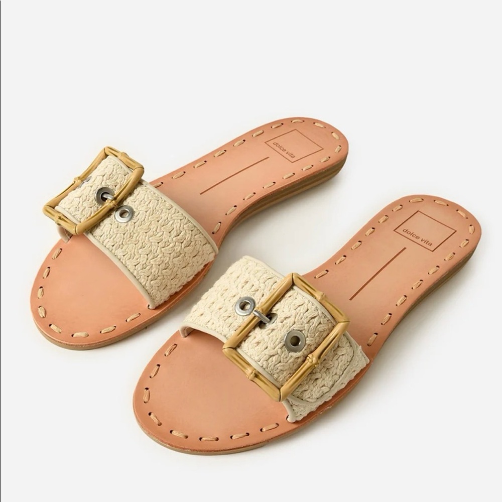 Dolce Vita Dasa Sandstone Knit Buckle Sandals Size US 9.5 - new in box $90 new